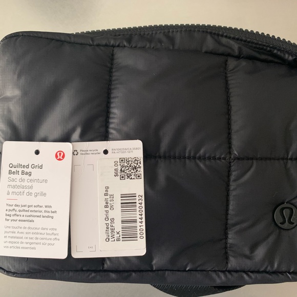 lululemon athletica Handbags - NWT Lululemon Quilted Grid Belt Bag - Black